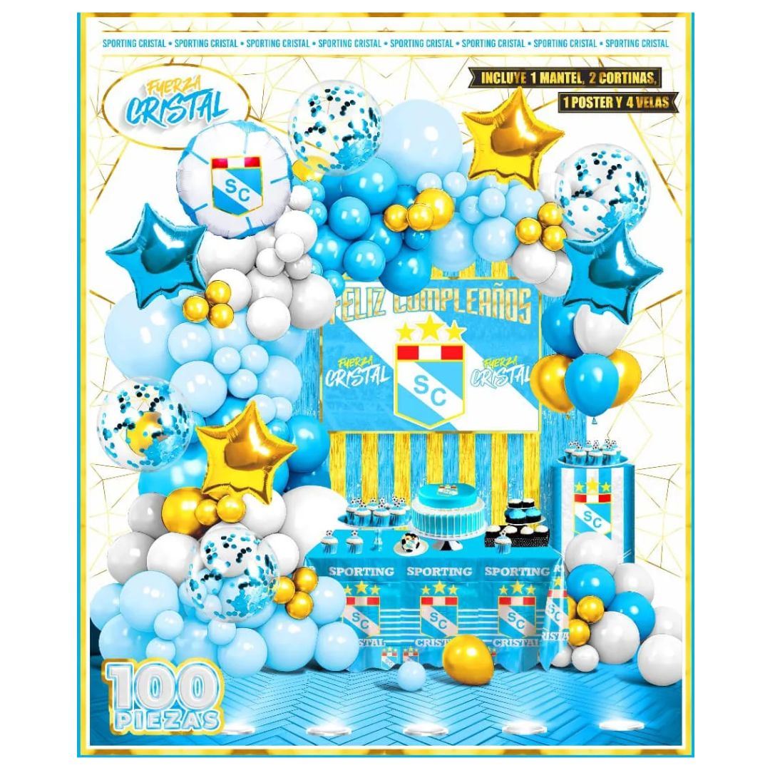 Globos Bouquet Feliz Cumpleaños cristal Decoración Completo 100 Piezas